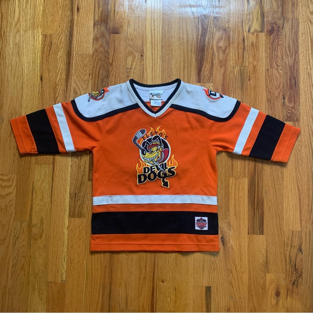 Vintage Walt Disney World orange Pluto hockey jersey size kids small 6